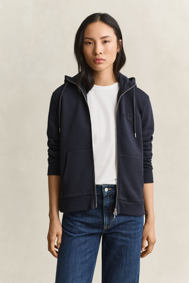 Tonal Shield Zip Hoodie